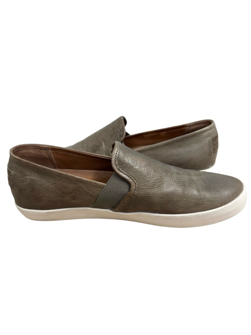 Frye Dylan Slip On Sneakers Gray Distressed Leather Casual Shoes Women US 8.5 - Picture 6 of 10